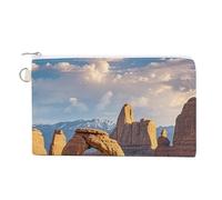 Arches National Park Coin Purse Coin Pouch with Zipper for Men Women Portable Change Wallet Canvas Coin Bag