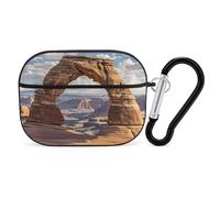 Arches National Park Earbuds Organizer Shockproof Protective Airpods Pro Cover with Carabiner Clip Anti Fall Carrying Earphone Case Cover for Airpods Pro 2nd Generation Black