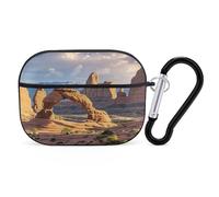 Arches National Park Earbuds Organizer Shockproof Protective Airpods Pro Cover with Carabiner Clip Anti Fall Carrying Earphone Case Cover for Airpods Pro 2nd Generation Black