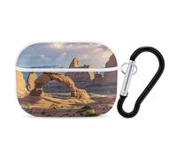 Arches National Park Earbuds Organizer Shockproof Protective Airpods Pro Cover with Carabiner Clip Anti Fall Carrying Earphone Case Cover for Airpods Pro 2nd Generation White