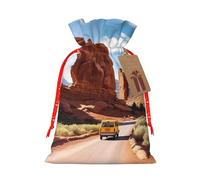 Arches National Park Entrance Burlap Drawstring Gift Bag With Tag, Reusable Linen Pouch For Christmas, Birthday, Party, Small Gift Packaging S