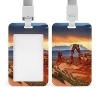 Arches National Park ID Badge Holder Waterproof Card Protector Push-Pull Slot Work ID Card Holder with Lanyard Personalized Detachable Card Holders for Office Corporate Use