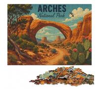 Arches National Park Landscape Illustration Jigsaw Puzzle, 500 Pieces | For adults: Jigsaw Puzzle for Adults - family tabletop activity alone or together.