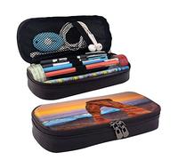 Arches National Park Leather Pencil Case, Durable Pencil Case, Student Pencil Case, Zipper Pencil Case. Suitable for Schools and Offices, Unisex.
