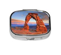 Arches National Park Printed Square Pill Organizer with 2 Compartments, Portable Mini Pill Box Pill Case for Medicine, Vitamin, Fish Oil, Supplements