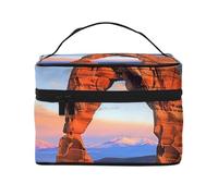 Arches National Park Printing Makeup Bag for Women Portable Travel Cosmetic Case Make Up Organizer Bag Beauty Box with Inner Pouch and Handle