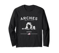 Arches National Park Utah USA Mountains American Flag Long Sleeve T-Shirt