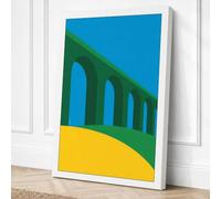Arches Over Blue Minimalist Canvas Wall Art Print 18x12 Inch