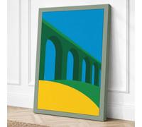 Arches Over Blue Minimalist Canvas Wall Art Print 18x12 Inch