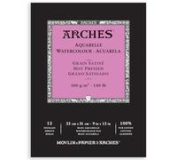 ARCHES Pad Enc 23x31 12H Aquarelle 100% Satin 300g White Nat