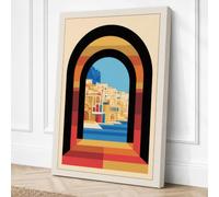 Arches to the Mediterranean Canvas Wall Art Print 36x24 Inch (91 x 61 cm)