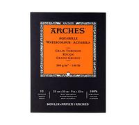 Arches Watercolor Block - 12 Sheets - 23 x 31 cm Oversize - 300 g/m² - Glued Top - Natural White