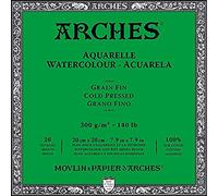 Arches Watercolour Block – 300 GSM Cold-Pressed, 20 x 20 cm, Wood, White