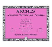 Arches Watercolour Pad, 20 Sheets, 46 x 61 cm, 300 g/m², Satin Grain, Natural White