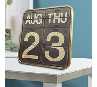 Archi Shabby Chic Metal Perpetual Flip Calendar Permanent Calendar Square Shape Distressed Finish Wall Hanging-Reproduction Antique Railroad(Black)