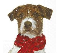 Archie Dog in a red Scarf Christmas Winter Luncheon Paper Table Napkins 20 in a Pack 33cm Square