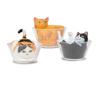 Archie McPhee Liquid Cats in Bowls Soft Vinyl Novelty Figurine (3 Color Pack)