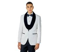 Archie Tuxedo Jacket with Damask Jacquard Print XPOSED White 44R