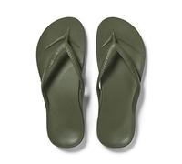 ARCHIES Arch Support Flip Flops for Men & Women - Orthotic Sandals for Plantar Fasciitis Relief - Lightweight, Cushioning, Shock-Absorbing Sandals for Walking, Foot Pain - Olive (UK 12)