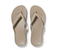 ARCHIES Arch Support Flip Flops for Men & Women - Orthotic Sandals for Plantar Fasciitis Relief - Lightweight, Cushioning, Shock-Absorbing Sandals for Walking, Foot Pain - Taupe (UK 9)