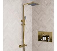 Architeckt Aphelion Thermostatic Dual Head Bar Mixer Shower Brushed Brass