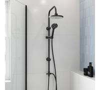 Architeckt® Bathroom Shower Kit Round Single Spray Adjustable Handset Head & Riser Rail with Shower Head Holder, 1.5m Flexible Hose, Matt Black