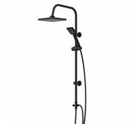 Architeckt® Bathroom Shower Kit Square Single Spray Adjustable Handset Head & Riser Rail with Shower Head Holder, 1.5m Flexible Hose, Matt Black