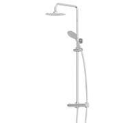 Architeckt® Bathroom Thermostatic Mixer Shower with Round Rainfall Drencher Head Handset & Exposed Bar Valve Cool Touch Wall Mounted, Chrome