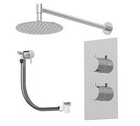 Architeckt Concealed Valve Thermostatic Round Wall Mounted Shower Bath Filler Drencher Head