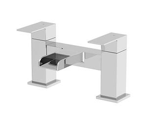 Architeckt® Dakota Bathroom Waterfall Bath Filler Mixer Tap Deck Mounted Square Twin Lever Handle for Bathtub Modern, Chrome