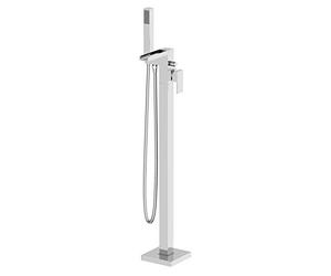 Architeckt® Dakota Bathroom Waterfall Freestanding Bath Shower Mixer Tap Handset Hose Attachment Square Single Lever Handle for Bathtub Modern, Chrome