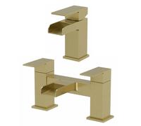 Architeckt Dakota Brushed Brass Basin Mixer & Bath Mixer Bathroom Tap Set