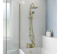 Architeckt Dakota Brushed Brass Bath Shower Mixer Tap with Dual Outlet Shower Heads