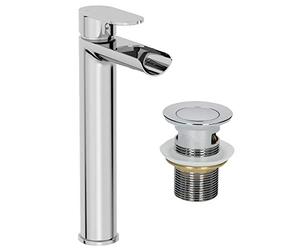 Architeckt® Edsberg Bathroom High Rise Waterfall Basin Sink Mixer Tap with Waste for Countertop Modern Mono Round Single Lever Handle Faucet for Sinks, Chrome