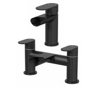 Architeckt Edsberg Black Basin Mixer & Bath Mixer Waterfall Bathroom Tap Set