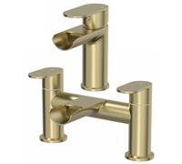 Architeckt Edsberg Brushed Brass Basin Mixer & Bath Mixer Waterfall Bathroom Tap Set