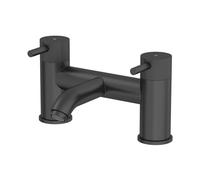 Architeckt® Fluted Bathroom Bath Filler Mixer Tap Deck Mounted Round Twin Lever Handle for Bathtub Modern, Matt Black