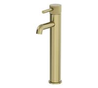 Architeckt® Fluted Bathroom High Rise Basin Sink Mixer Tap Modern Mono Round Single Lever Handle Faucet for Sinks, Brushed Brass