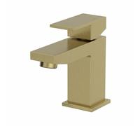 Architeckt® Ibbardo Bathroom Basin Sink Mixer Tap Cloakroom Mini Mono Modern Square Single Lever Handle Faucet for Sinks, Brushed Brass