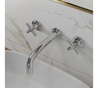 Architeckt Lattra Wall Mounted Basin Mixer Tap with Crosshead Handles - Chrome