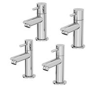Architeckt® Malmo Bathroom Basin Taps and Bath Pillar Tap Set Pair Round Single Lever Handle Modern, Chrome