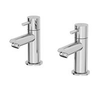Architeckt® Malmo Bathroom Bath Pillar Tap Set Pair Round Single Lever Handle for Bathtub Modern, Chrome