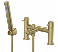 Architeckt® Malmo Bathroom Bath Shower Mixer Tap Handset Hose Attachment Round Twin Lever Handle for Bathtub Modern, Brushed Brass