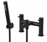 Architeckt® Malmo Bathroom Bath Shower Mixer Tap Handset Hose Attachment Round Twin Lever Handle for Bathtub Modern, Black