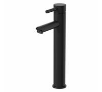 Architeckt® Malmo Bathroom High Rise Tall Basin Sink Mixer Tap for Countertop Modern Mono Round Single Lever Handle Faucet for Sinks, Black