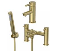 Architeckt Malmo Brushed Brass Basin Mixer & Bath Shower Mixer Bathroom Tap Set