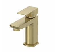 Architeckt® Matera Bathroom Basin Sink Mixer Tap Cloakroom Mini Mono Modern Square Single Lever Handle Faucet for Sinks, Brushed Brass