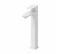 Architeckt® Matera Bathroom Tall High Rise Basin Sink Mixer Tap for Countertop Modern Mono Square Single Lever Handle Faucet for Sinks, Matt White