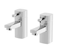 Architeckt® Misa Bathroom Bath Pillar Tap Set Pair Square Single Lever Handle for Bathtub Modern, Chrome
