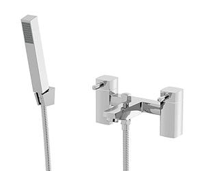 Architeckt® Misa Bathroom Bath Shower Mixer Tap Handset Hose Attachment Square Twin Lever Handle for Bathtub Modern, Chrome